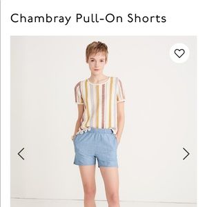 NWOT Madewell Chambray Pull on Shorts (XS)
